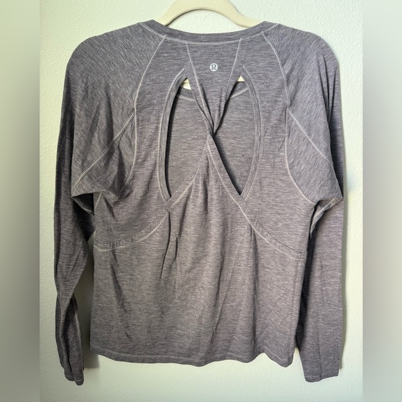 Lululemon Athletica Stop Drop & Squat Long Sleeve Top Heathered Black Currant - Picture 6 of 8